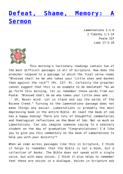 Defeat, Shame, Memory: A Sermon
