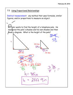 1. Tyler wants to find the height of a telephone pole. He measured