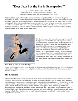 Does Jazz Put the Sin in Syncopation?