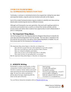 Four Fun Frameworks for Summarizing Nonfiction Text