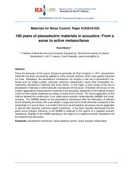 100 years of piezoelectric materials in acoustics: From a sonar to