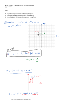Section 7.4 Part II Trigonometric Form of Complex Numbers