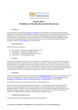 Practice Note 1 Prohibitions on Providing Reserved Activity Services