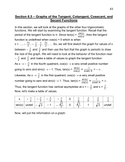 Section 6.5 &ndash; Graphs of the Tangent, Cotangent, Cosecant, and