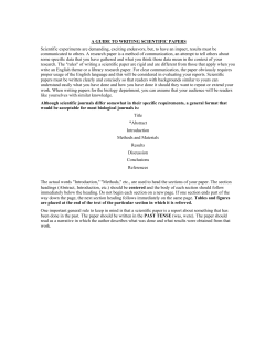 A GUIDE TO WRITING SCIENTIFIC PAPERS Scientific experiments