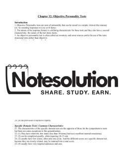 Chapter 12: Objective Personality Tests
