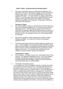 1 Taylor v. Novo &ndash; is this de novo for nervous shock? 1. We were just