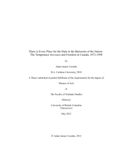 The Temperance Movement and Freedom in Canada, 1872-1898
