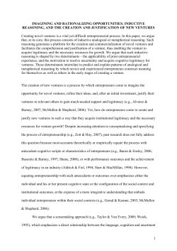 Entrepreneurship as Sensemaking: Analogical and Metaphorical