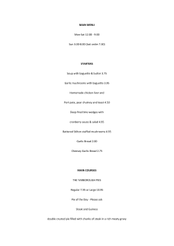 MAIN MENU Mon-Sat 12.00 - 9.00 Sun 3.00