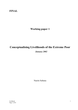 Conceptualising Livelihoods of the Extreme Poor