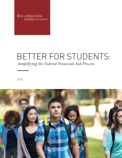 Better for Students: Simplifying the Federal Financial Aid Process