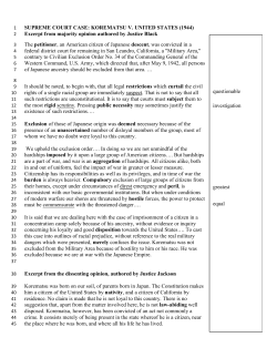 SUPREME COURT CASE: KOREMATSU V. UNITED STATES (1944