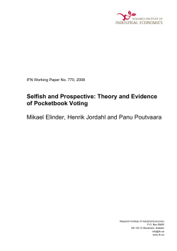Selfish and Prospective: Theory and Evidence of Pocketbook Voting