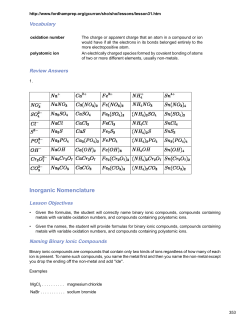 Inorganic Nomenclature