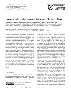 Occurrence of gas phase ammonia in the area of Beijing (China)