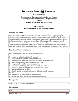 Course Outline School of Business and Economics BUSN 3980