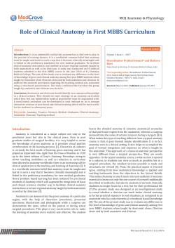 Role of Clinical Anatomy in First MBBS Curriculum