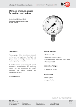 Standard pressure gauges for sanitary and heating