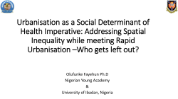 Urbanisation as a Social Determinant of Health Imperative