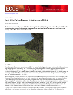 Australia`s Carbon Farming Initiative: A world first