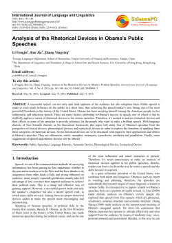 Analysis of the Rhetorical Devices in Obama`s Public Speeches