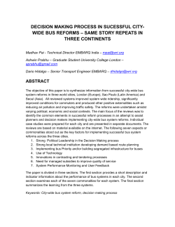 DECISION MAKING PROCESS IN SUCESSFUL CITY