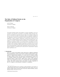 The Role of Political Parties in the Organization of Congress