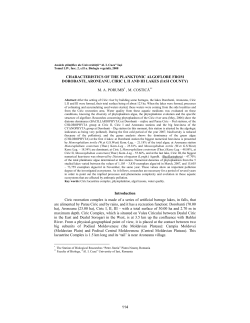 114 characteristics of the planktonic algoflore from dorobanti