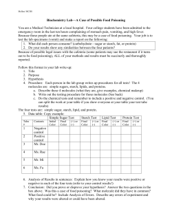 Biochemistry Lab&mdash;A Case of Possible Food Poisoning