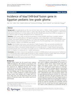 Incidence of kiaa1549-braf fusion gene in Egyptian pediatric low