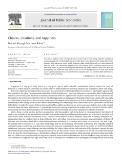 Choices, situations, and happiness Journal of Public Economics