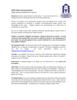 CPOA Video Communications Video Service Guidelines for Soccer