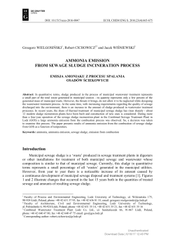 AMMONIA EMISSION FROM SEWAGE SLUDGE INCINERATION