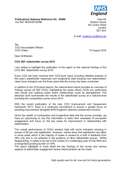 Letter to CCGs &ndash; 360 stakeholder survey 2016