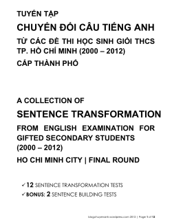 chuyển đổi c&acirc;u tiếng anh sentence transformation