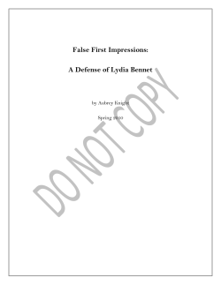False First Impressions: A Defense of Lydia Bennet