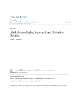 Alaska Native Rights, Statehood, and Unfinished Business
