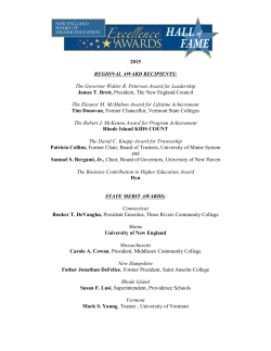 2015 REGIONAL AWARD RECIPIENTS: The Governor Walter R