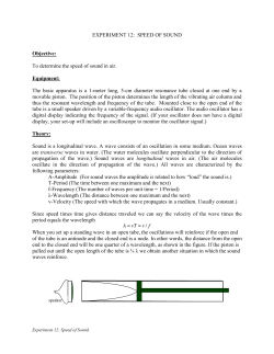 EXPERIMENT 12: SPEED OF SOUND Objective: To determine the