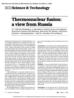 Thermonuclear Fusion: A View from Russia