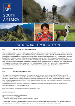 INCA TRAIL TREK OPTION SOUTH AMERICA