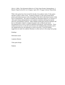 Olivia L. Miller. The Information Behavior of Video Game Design