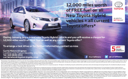 12000 miles worth of FREE fuel on all New Toyota