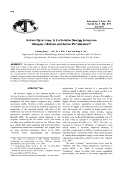 Nutrient Synchrony: Is it a Suitable Strategy to