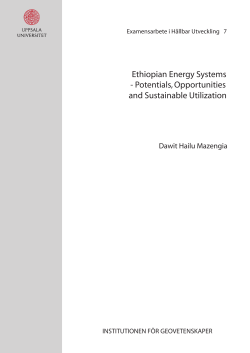 Ethiopian Energy Systems - Potentials, Opportunities