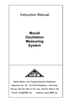 Instruction Manual Mould Oscillation Measuring System
