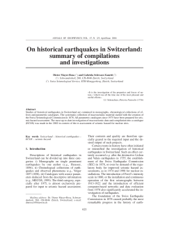 On historical earthquakes in Switzerland: summary of - Earth