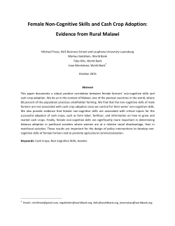 Female Non-Cognitive Skills and Cash Crop