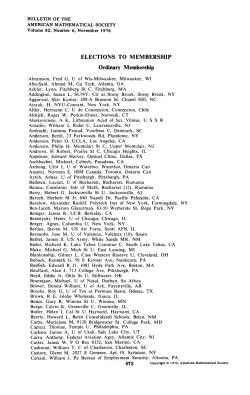ELECTIONS TO MEMBERSHIP Ordinary Membership